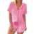 Pijama navideño bonito con estampado de bastón de caramelo y lazo, conjunto de pijama de manga corta con botones y pantalones cortos anudados de Navidad, conjunto de pijama de 2 piezas para mujer