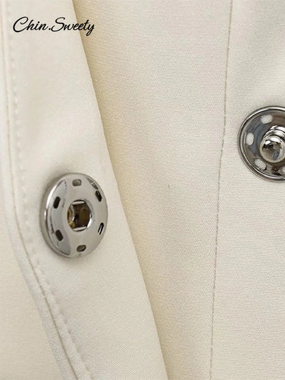Chaqueta de traje con cinturón fino para mujer, cuello en V, hebilla, manga larga, color liso, primavera 2025, para mujer, para ir al trabajo, ropa de abrigo de cintura alta, nueva
