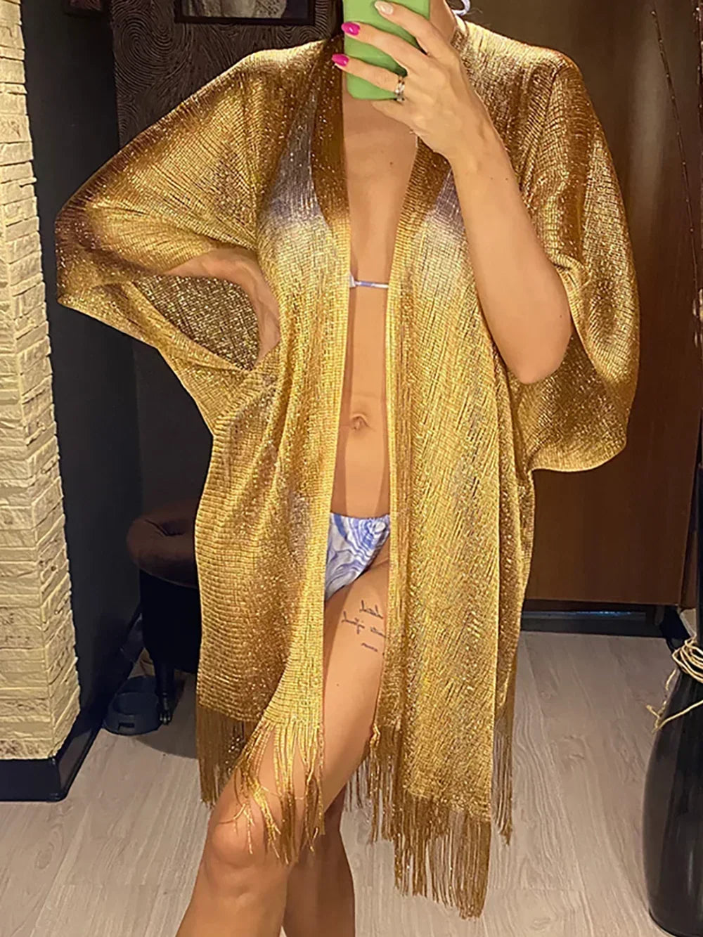 Túnica de punto transparente con borlas y flecos para mujer, vestido playero sexy, ropa de playa, ropa de playa