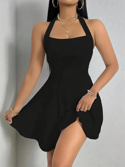 Vestido minivestido informal de primavera y verano para mujer, sin tirantes, ajustado, corte A, DF5021