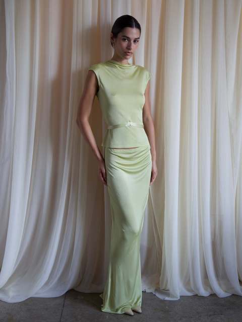 Elegante conjunto de top y falda ajustados con cuello redondo sin mangas para mujer, moda Otoño Invierno 2025, conjunto de fiesta de dos piezas.