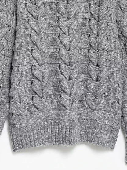 Suéteres casuales de punto con cuello redondo para mujer, suéter vintage holgado gris de manga larga, suéter para mujer, moda urbana versátil.