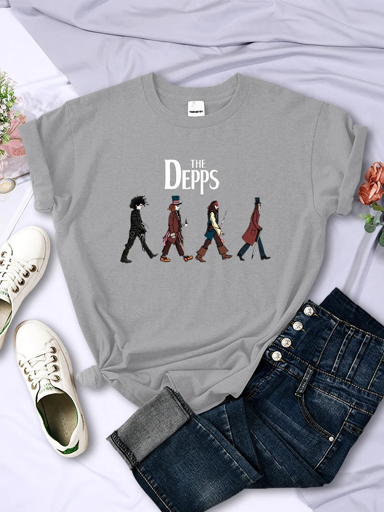 Camisetas para mujer con estampado de Eduardo Manostijeras, mago, pirata y caballero, de manga corta, talla grande, cuello redondo, transpirables