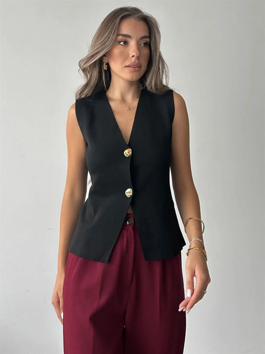 Suéter de punto con cuello en V, camiseta sin mangas para mujer, cintura alta, patchwork floral, ropa de calle, prendas de punto de otoño, cárdigan Y2k, chaleco superior
