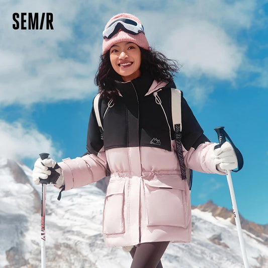 Chaqueta de plumas para mujer, de longitud media, con tres capas, suelta, con almacenamiento de calor, mangas raglán, nueva chaqueta de invierno a juego con la cintura.
