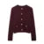 Cárdigan de punto burdeos para mujer, cuello redondo, botonadura sencilla, manga larga, bolsillo, otoño e invierno, prendas de punto que combinan con todo.