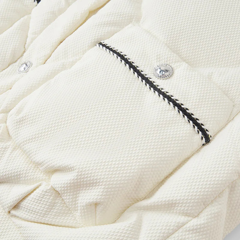Down Jacket Women Diamond Texture Fragrance Sweet  Winter New Raglan Sleeve Lapel Jacket