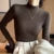 Suéter de cuello alto para mujer, suéter vintage de punto básico liso, jersey informal ajustado, moda coreana, jerséis sencillos y elegantes para otoño e invierno.