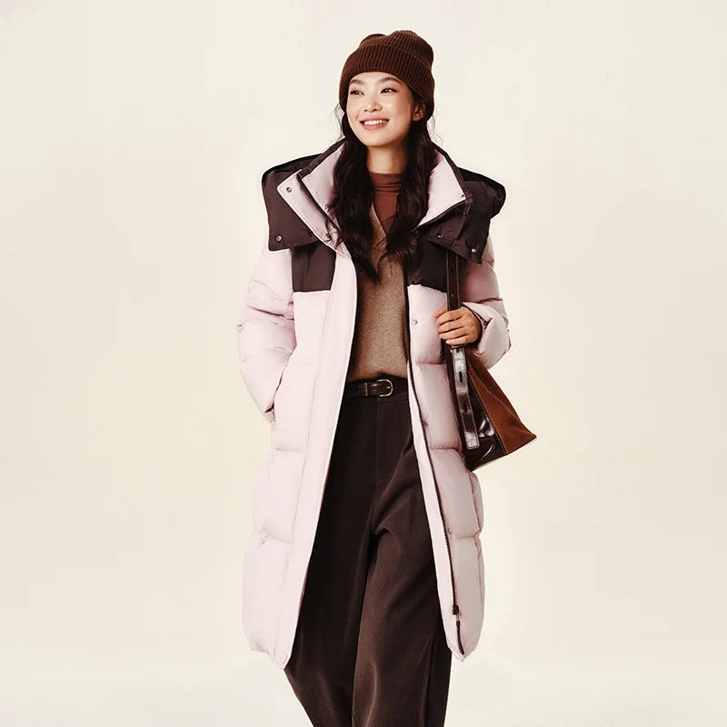 Down Jacket Women Long Length Water-Repellent  New Winter Detachable Hood Winter Clothing