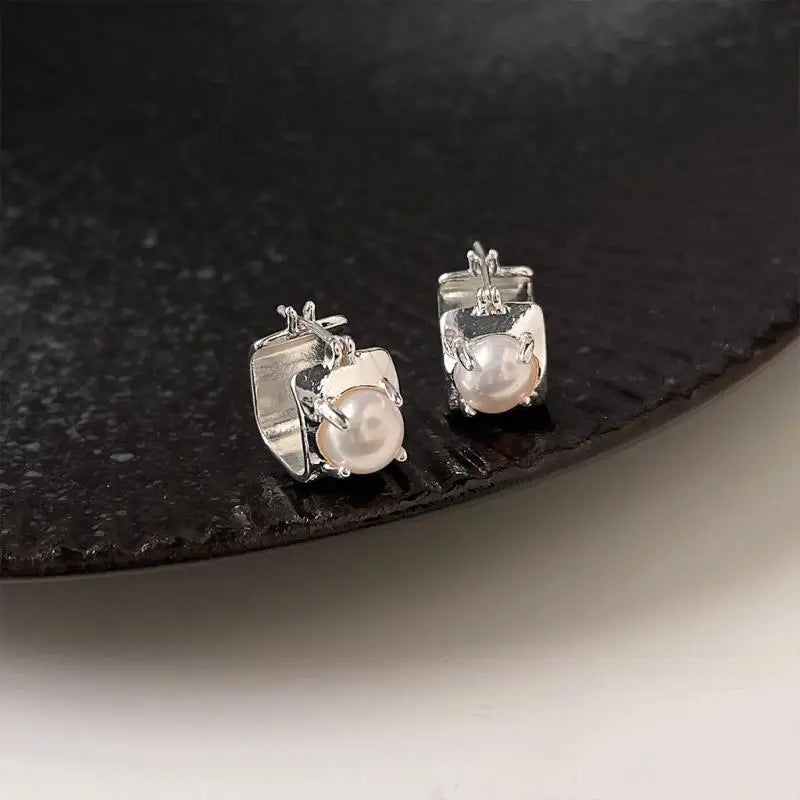 Lizakosht Fashion Square Imitation Pearl Earrings for Women Handmade Geometric Jewelry Gift
