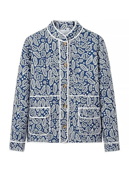 Chaquetas de retazos estampadas de moda para mujer, abrigo holgado de manga larga con contraste y bolsillo para otoño, cárdigan de calle para mujer