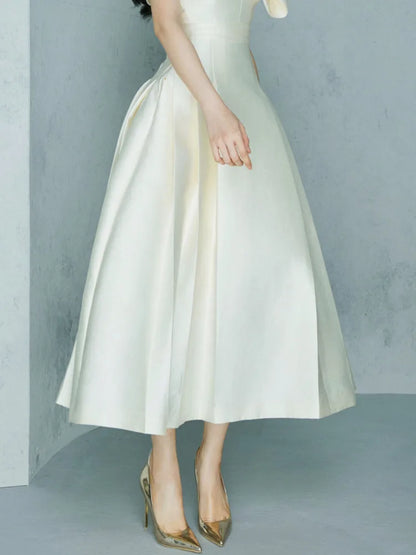 Elegante vestido largo estilo hada, escote en V, cintura hueca, lazo 3D, bolsillo, vestidos de fiesta de moda para mujer, primavera-verano 2025, 23A9338