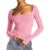 Square Collar Crop Top y2k Clothes Women Solid Color Long Sleeve T Shirt Basic Slim Fit Tees 2000s Clothing Streetwear