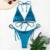 Sexy Women’s Metallic Halter Top Two Piece Swimsuit Tie Side Triangle Bikini Summer Solid Bathing Suit Beachwear Bikini Set