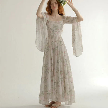 Vestidos largos de princesa vintage franceses para mujer, otoño, nuevos, elegantes, informales, de noche, para fiesta, de una pieza
