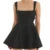 Satin Dress for Women  Summer Solid Color Square Collar Sleeveless Backless A Line Mini Dress Elegant Party Dresses