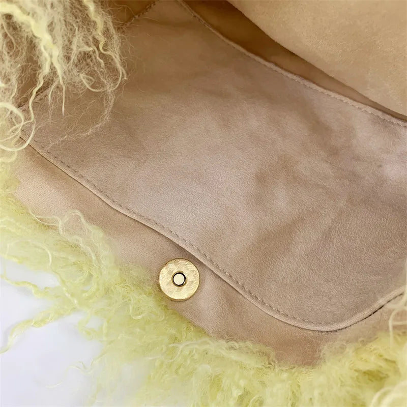Bolso de hombro con pelo en forma de corazón estilo Harajuku para mujer, bandolera de piel sintética estilo punk Y2K, de gran tamaño