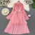 Autumn Flare Sleeve V-neck Midi Dresses for Women Solid Pleated A-line Elegant Party Dress Korean Fashion One Piece Vestidos New