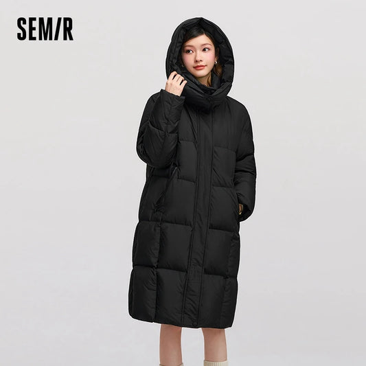 Chaqueta de plumas para mujer, larga, impermeable, nueva, de invierno, con capucha desmontable.