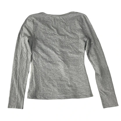 Y2k Fairy Grunge Tops góticos estéticos con estampado floral, cuello en V, camiseta de manga larga para mujer, ropa deportiva básica, ropa de calle