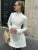 Elegante minivestido ajustado de manga larga para mujer, corte A, cintura alta, dos bolsillos, liso, para otoño e invierno, nuevo vestido de fiesta para mujer