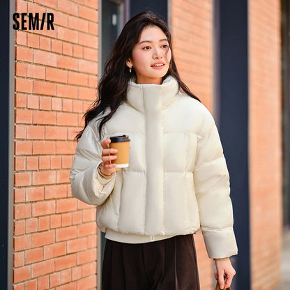 Chaqueta de plumón para mujer, impermeable, holgada, sencilla, nueva, de invierno, con cuello alto, chaqueta de plumón
