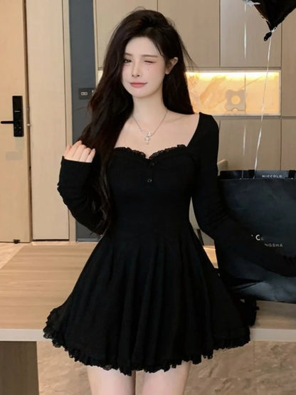 Vestido mini Y2K de moda para mujer, otoño primavera, nuevo, elegante, ajustado, sexy, ropa para mujer