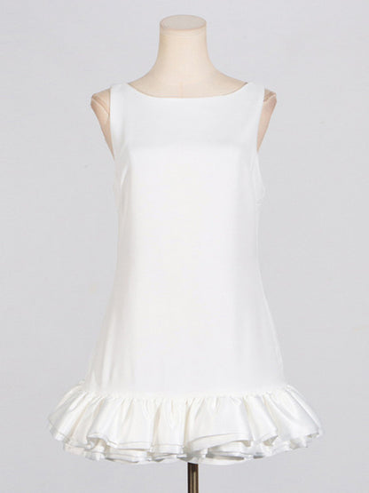 Elegant Sleeveless  Summer Ruffle Tight Short Women’s Fashion Sweet Splicing Sexy Backless Party Evening Dress
