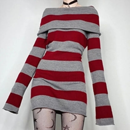 Vestidos góticos punk gótico brujería oscuro academia mujeres vestido de punto con hombros descubiertos y2k hadas grunge vestidos ropa de Halloween