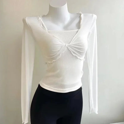 Cárdigans elegantes y sexys de moda para mujer, de color liso, transparentes, de manga larga, de malla, estilo vintage, con cordones, estilo urbano, cárdigans cortos.