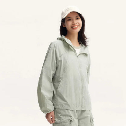 Jacket Women Splicing Mesh Hooded Jacket Loose  Summer New Texture Cooling Sunscreen Clothes Hundred