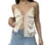 Camisola de encaje de verano para mujer, top beige rosa sin mangas con cuello en V, top ajustado, top corto dulce y sexy a la moda
