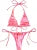 Sexy Women’s Metallic Halter Top Two Piece Swimsuit Tie Side Triangle Bikini Summer Solid Bathing Suit Beachwear Bikini Set