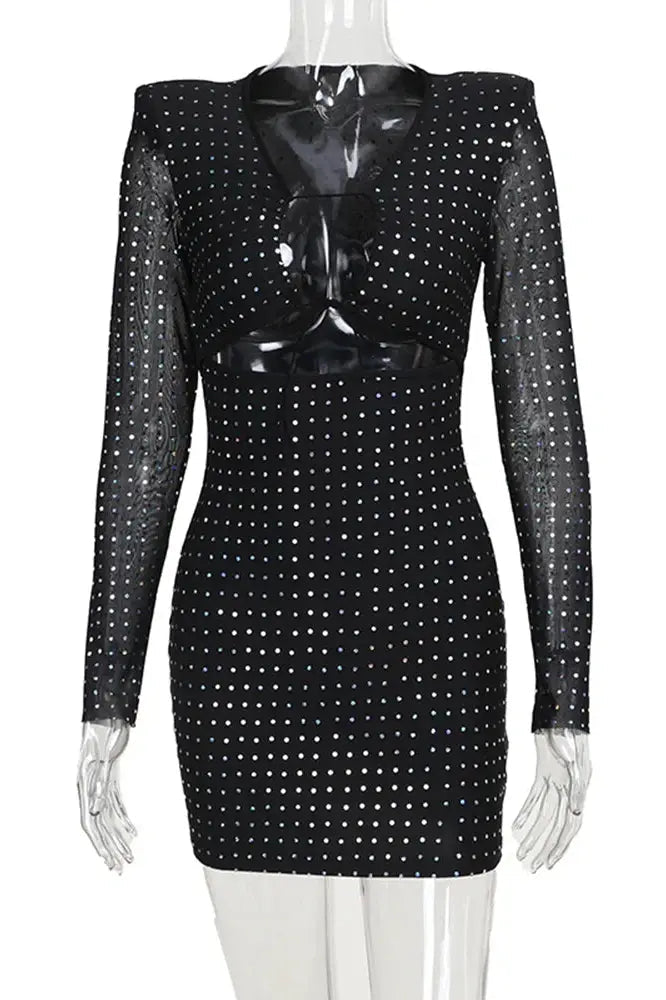 Sequined Mini Dress with Hollow Straps