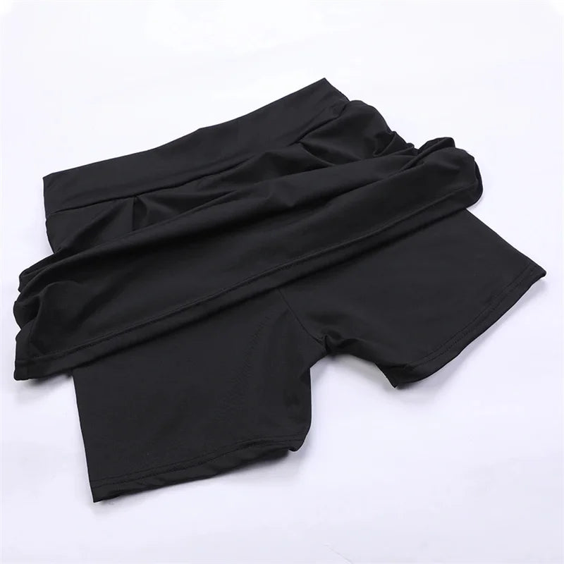 Faldas cortas de verano para mujer, para correr, tenis, baile, fitness, de secado rápido, con forro liso, cintura alta, DF4987