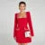 Elegante vestido de fiesta corto de tweed para mujer, manga larga, cuello cuadrado, bolsillo falso, vestidos de noche de otoño, brillantes, ajustados, de corte A.