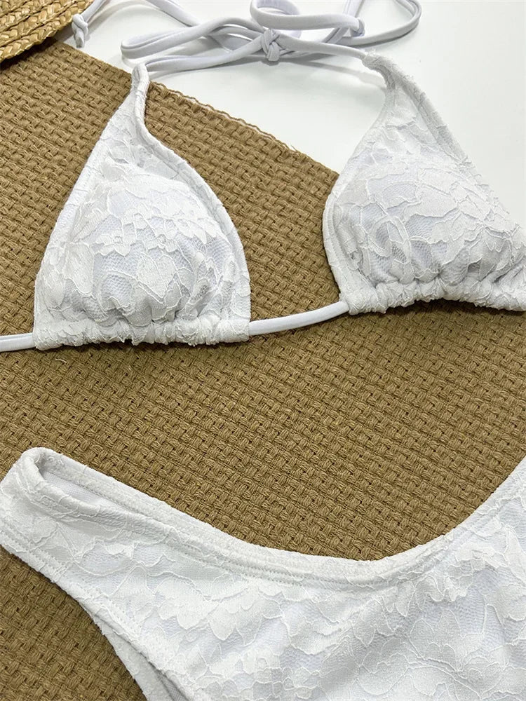 Conjunto de 3 piezas de verano para mujer, traje de baño sexy con escote en V, top transparente con espalda descubierta y pantalones estampados.