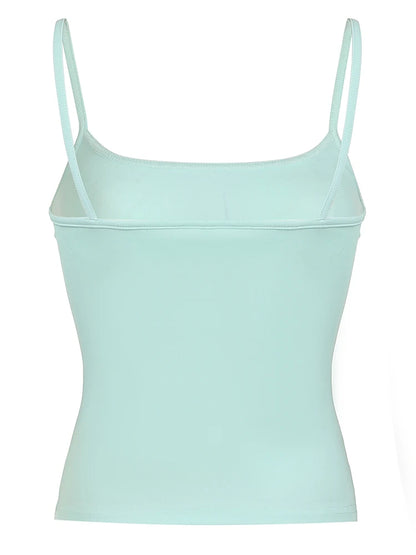 Abstract Print Y2K Camisole Sleeveless Slim Basic Light Blue Crop Top Women Cute Tanks Camis