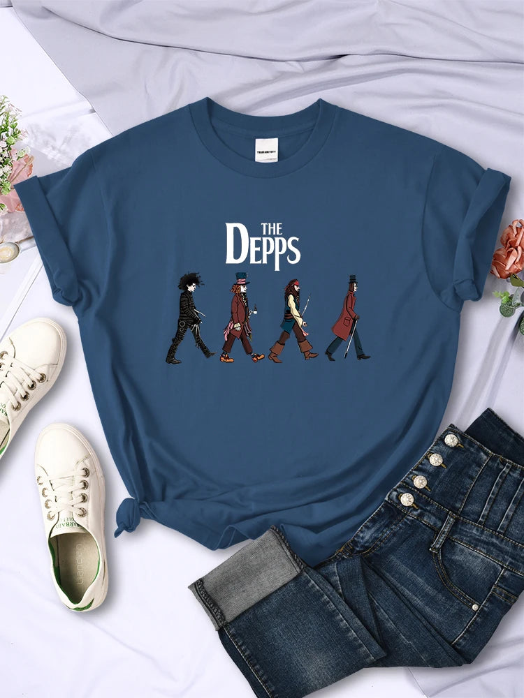 Camisetas para mujer con estampado de Eduardo Manostijeras, mago, pirata y caballero, de manga corta, talla grande, cuello redondo, transpirables