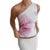 Camiseta sin mangas de un solo hombro para mujer, con estampado floral, sin mangas, sin espalda, corta, ropa estética Y2K, ropa urbana