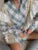 Camisas de patchwork con volantes de moda para mujer, cárdigan de solapa de manga larga, ropa de contraste a rayas para mujer, camisas de verano, abrigo