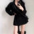 Gabardina elegante y plisada de estilo coreano para mujer, vestido con cinturón, cuello vuelto, doble botonadura, liso, para otoño