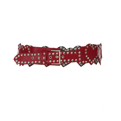 Cinturón elegante de PU con remaches en forma de corazón para mujer, diseño elegante Y2k, accesorios de moda que combinan con todo, exquisitos