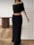 Knit Ribbed 2 Piece-Set Long Skirt For Women Backless Solid Cropped Sweater Pullover And Slim Knitwear Maxi Skirt Outfits