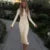 Sexy Big Backless Long Dress For Women Elegant Slim Fit Wave Fungus Ear Patchwork Evening Dresses Long Sleeve Autumn New