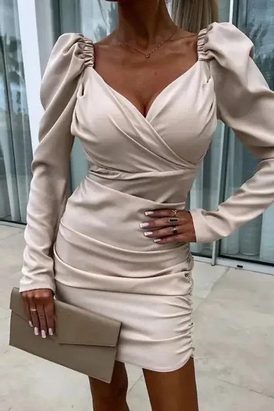 Deep V Neck Mini Bodycon Dress