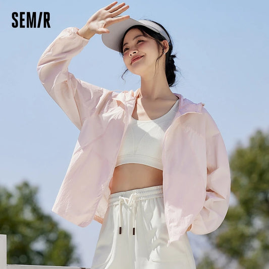 Chaqueta de mujer con capucha de malla empalmada, suelta, de verano, con nueva textura, refrescante, con protección solar, ropa de cien
