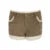Pantalones cortos de pana para mujer, de moda, de otoño, sencillos, con ribete de piel sintética y diseño empalmado.