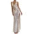Sexy Dress for Women White Sheer See Through V Neck Sleeveless Bodycon Long Dresses 3D Flower Party Dresses Clubwear