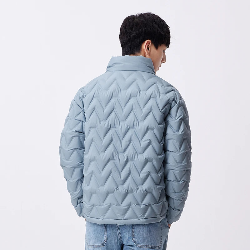 Chaqueta de plumón para hombre, impermeable, cálida, de cuello, para uso diario, nueva, de invierno, versátil, de color sencillo.